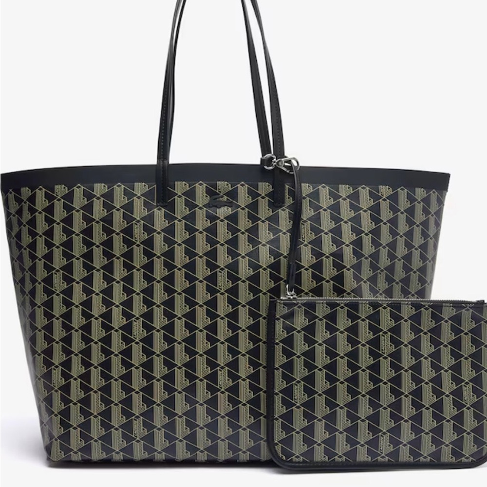 Patterned Lacoste Tote with Pouch